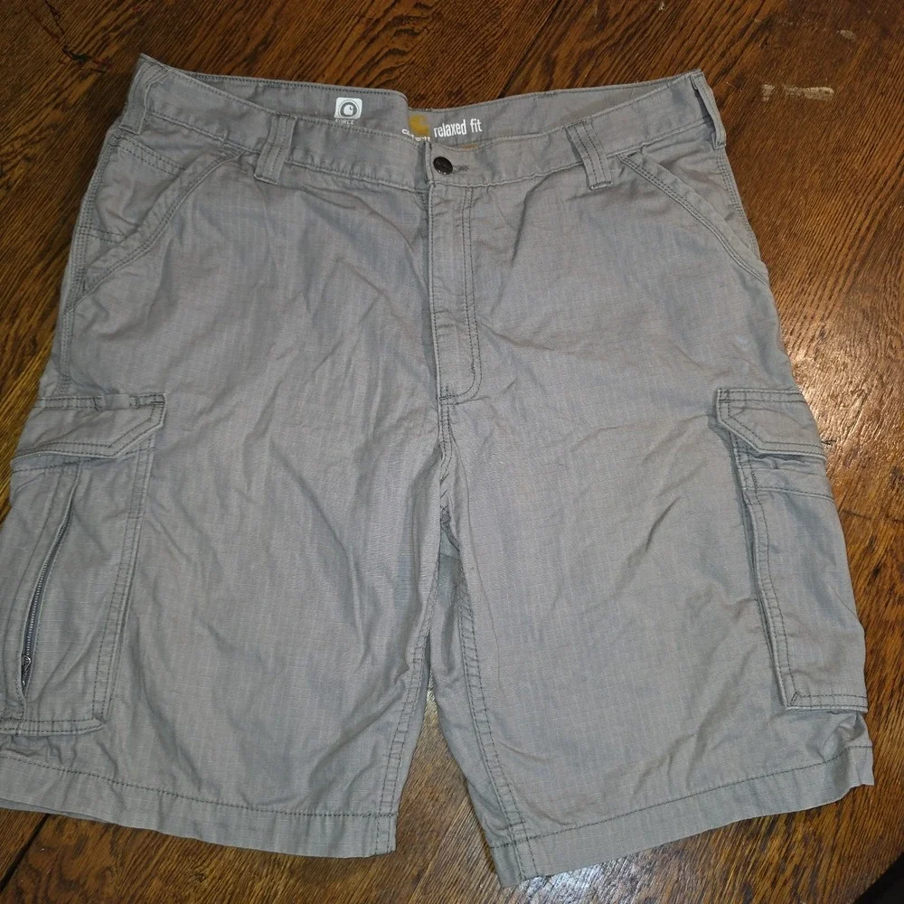 Carhartt Mens Cargo Shorts Force Relaxed Fit Ripstop Shorts Size 38 Beige Khakis